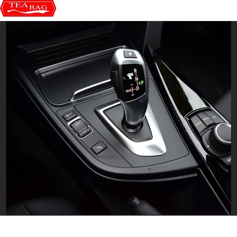 Carbon Fiber Pattern Car Stickers Gear Shift Panel Cover Interior Trim For BMW F30 F31 F32 F36 3 4 Series 2013-