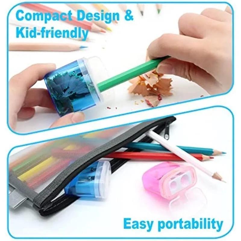 1pc Plastic Pencil Sharpener, Mini Student Stationery, Double Hole Pencil Sharpener, Simple and Practical