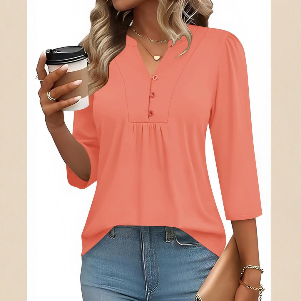 Women's 3/4 Sleeve Tops T Shirts Casual Blouse Tee