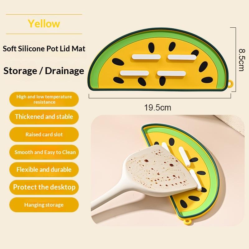 

Multifunctional Spatula Storage Mat Silicone Pot Lid Drain Mat Non-slip Heat Insulation Board Holder Pineapple Watermelon Shape