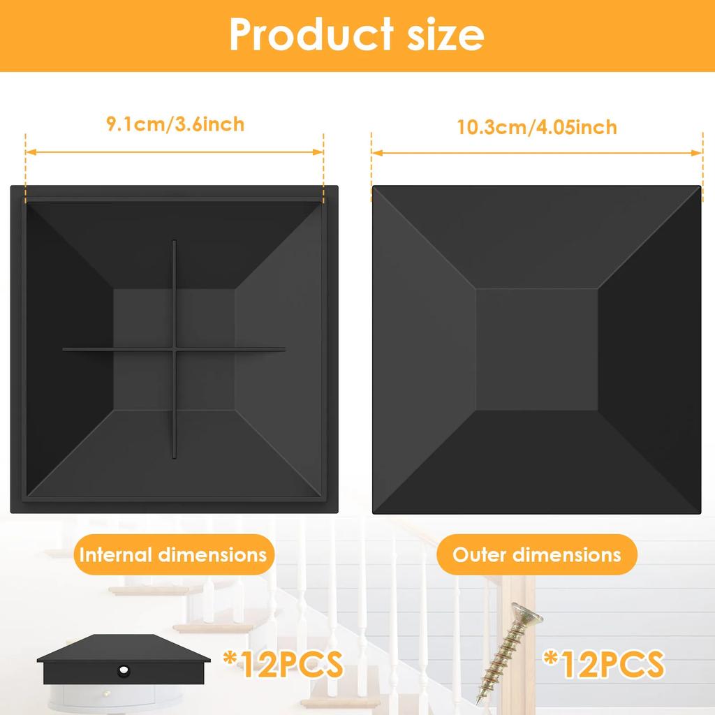 12Pcs Wood Fence Post Covers Sturdy Plastic Deck Post Cover Waterproof Heat Resistanc Deck Post Caps for Protecting Garden Fence