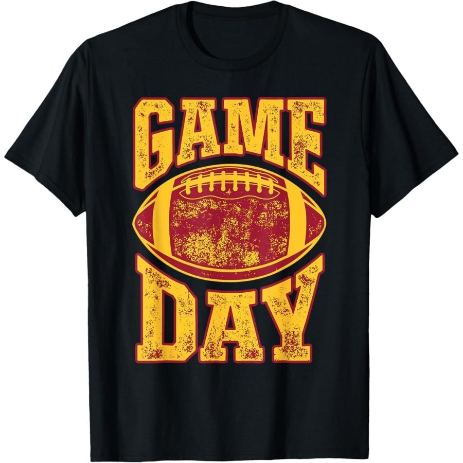 SykForn Game Day Football Season Funny Men Women Team Sports Vintage T-Shirt (Black, 3X-Large) S