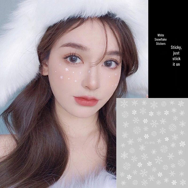 Christmas Snowflake Stickers: Embossed Self-Adhesive Laser Decals for Face and Nails