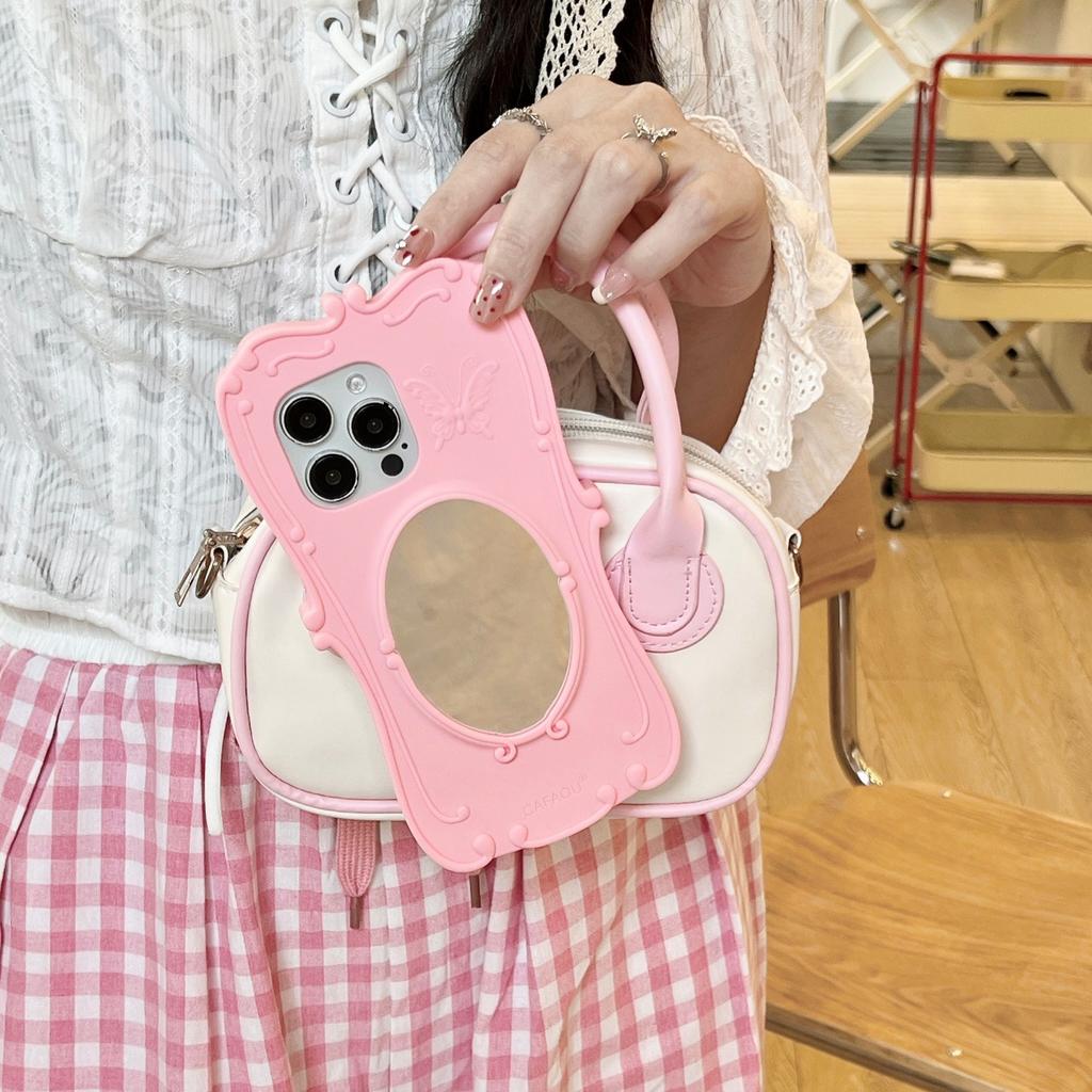 Creative solid color magic mirror for Apple 16promax mobile phone case iPhone15 silicone 14 cute 13 protective case