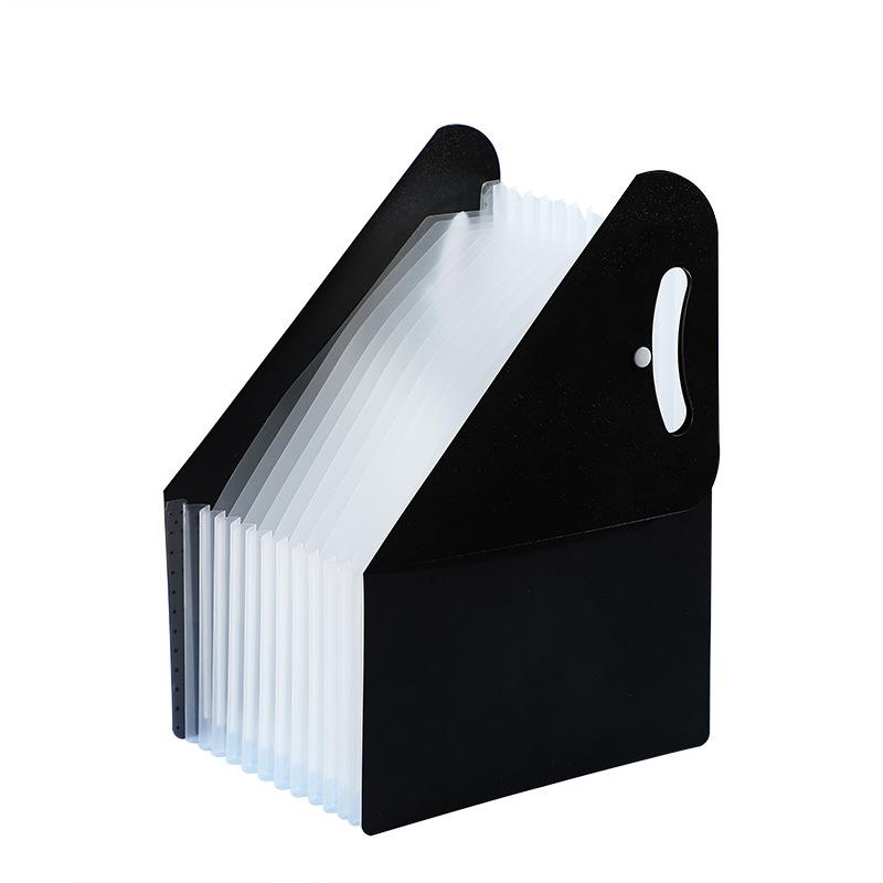 A4 Multi-Layer Vertical Accordion PP File Holder Desktop Document Organizer Office Portable File Folder (Black,A4)