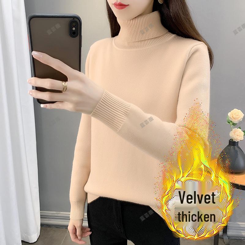 2025 Autumn/Winter Women's Plus Size Knit Fleece Sweater - Slimming, Cozy Inner Layer, Warm and Stylish.