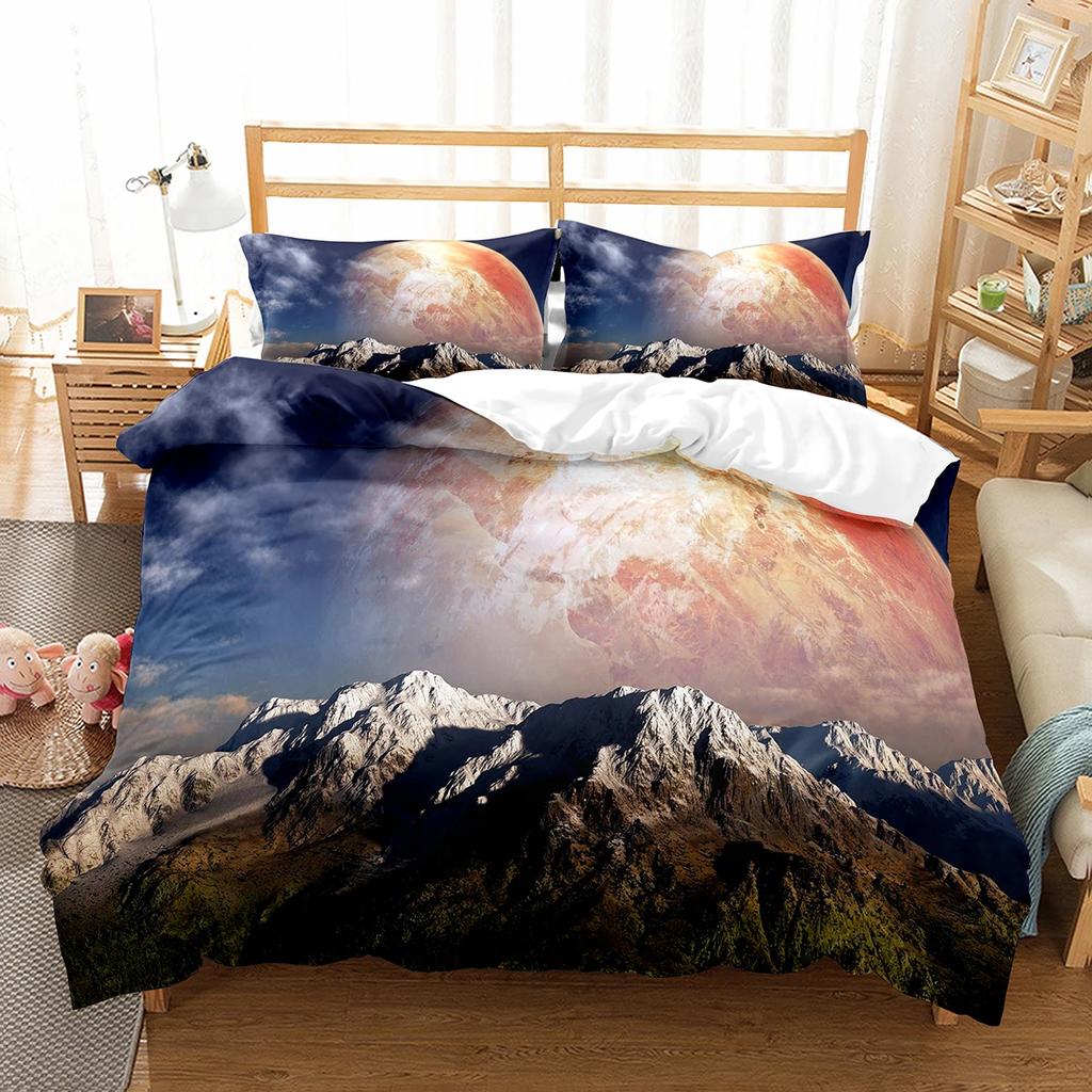 Comforter Enceladus Planet King Queen Solar System Bedding Set Rotate Universe Space Polyester Comforter