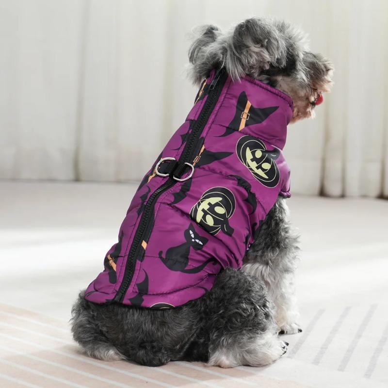 Dog Jacket Small Medium Dogs Cats Party Puppy Costume Warm Pumpkin Print Pet Coat Cute Schnauzer Chihuahua Vest Coat