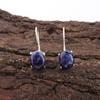 Sodalit Ręcznie Robione Kolczyki z Kamieni Szlachetnych, Kolczyki z Litego Srebra Próby 925 Biżuteria do Jogi, Ręcznie Robione Kolczyki na Prezent Zaręczynowy
