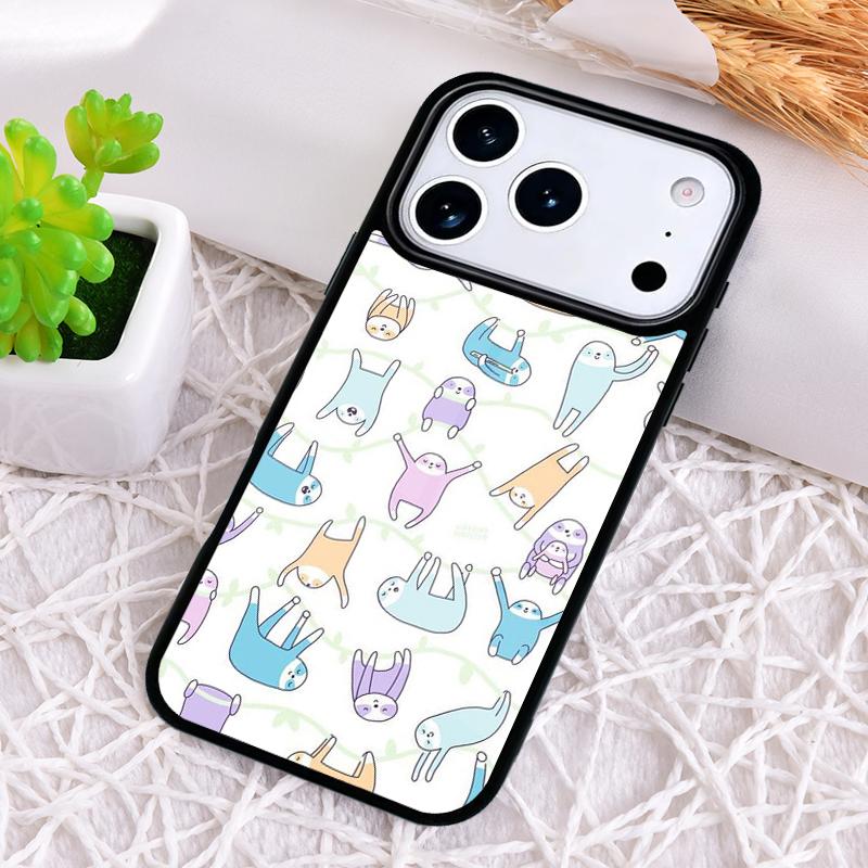 Kawaii Cute Sloth Phone Case for iPhone 17 Air 16 15 11 12 14 13 Pro Max Shockproof Cover