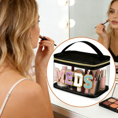 Large Capacity Transparent Makeup Bag HAIR Letter Decor Cosmetic Pouch Travel Toiletry Organizer for Women Girls Bathroom