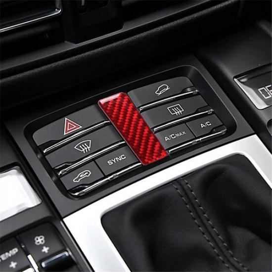 Red Carbon Fiber Central Control Panel Cover Trim For Porsche Macan 2014-