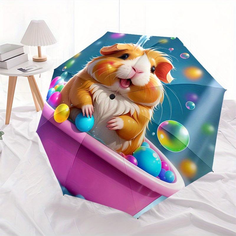 1pc Cute Guinea Pig Bath Time Umbrella with Plastic Handle,Suitable for All Seasons Home Travel Outdoor UmbrellaM1183