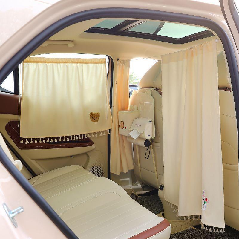 Car Privacy and Sunshade Curtain for Baby Sleep: Front & Rear Partition, Anti-Peep Interior, and Windshield Protection.