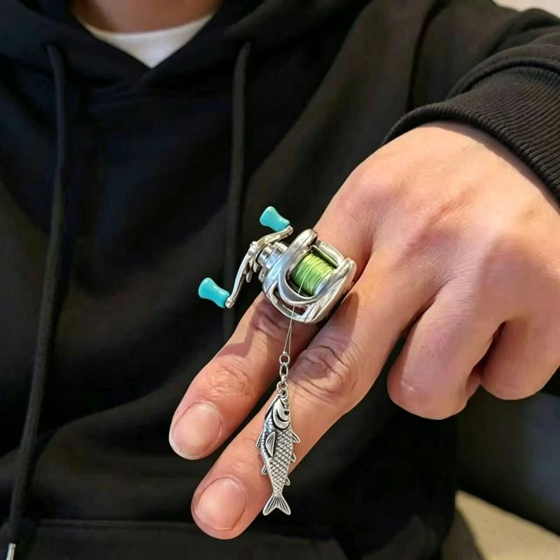 Mini Fiskehjul Halsband 1/2 st Premium Legering Herr Hänge Trendiga Hip Hop Smycken för Streetwear Festpresent