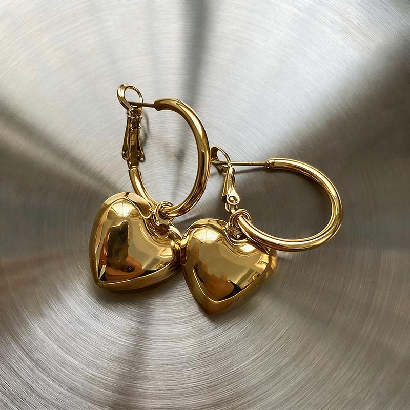 

Retro Exaggeration Leopard Pattern Stainless Steel Heart Stud Earrings for Women Unique Design Charm Fashion Accessories Gifts Copper