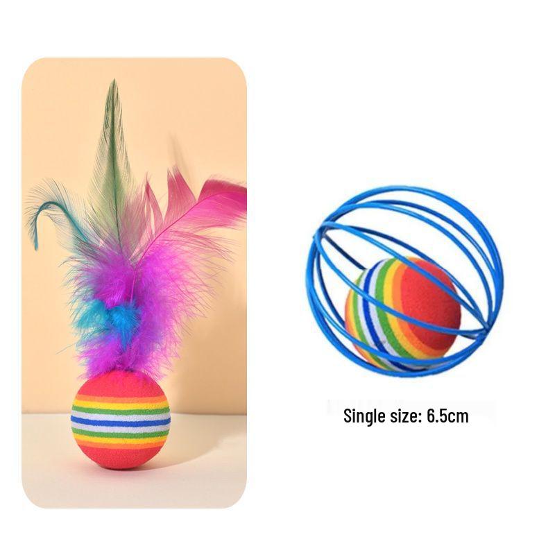 Rainbow Elastic Silent Cat Teething Toy - Seven-Color Decompression Ball