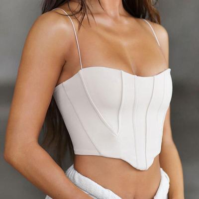 Spaghetti Strap Top Fashion Off Shoulder Αμάνικο μονόχρωμο Backless Basic Camizole