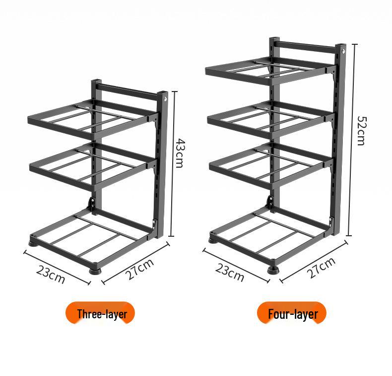 Adjustable Multi-layer Kitchen Cookware Storage Rack for Cabinets and Countertops
