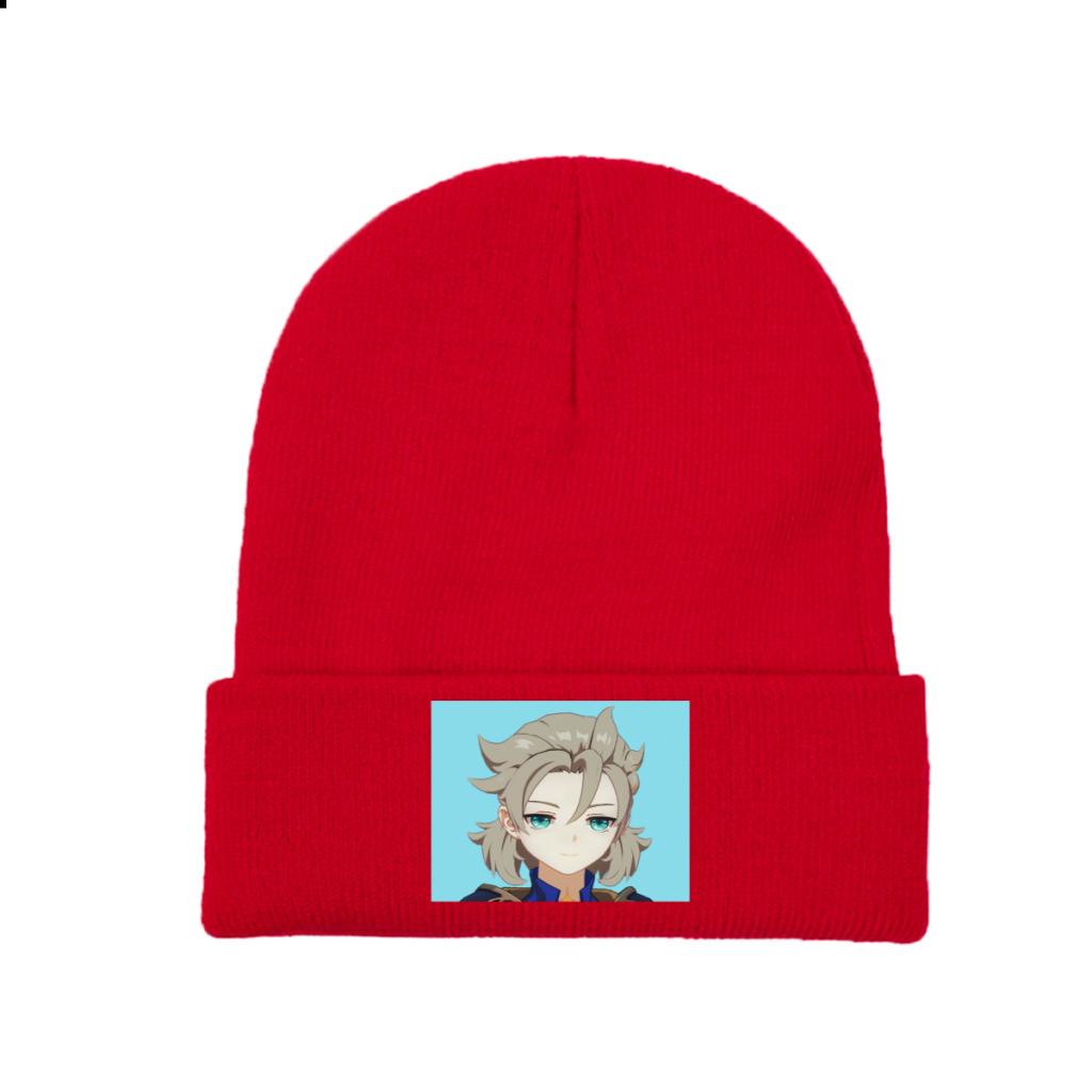 Smug Albedo Genshin Impact Strickmütze Beanies Wintermütze Warm Casual Videospiel Cap Unisex Frauen Geschenke