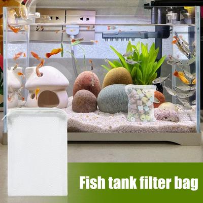 2 ks filtračních sáčků do akvária, síťovaný sáček do akvária se zipem pro kuličky s aktivním uhlím, biofiltry, keramické kroužky