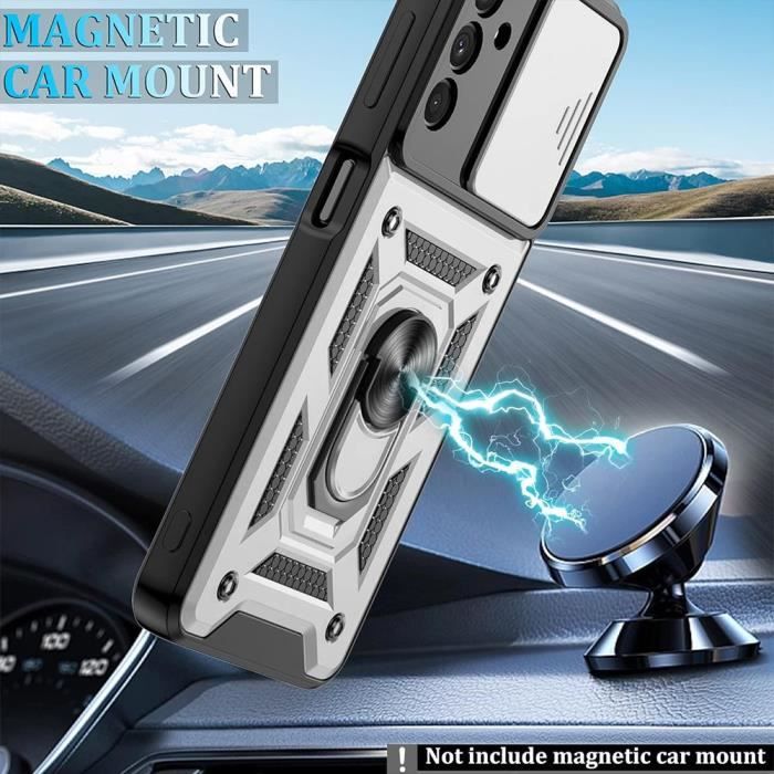 Coque et Verres Trempés - pour Samsung - Galaxy A13 5G - Argenté - Protection Rigide - Support 360°