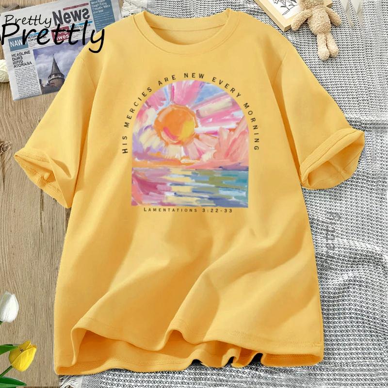 Religious Christian Women Cotton T Shirt Clothing Jesus Short Sleeve Tees Harajuku Summer Clothes Y2k Tops