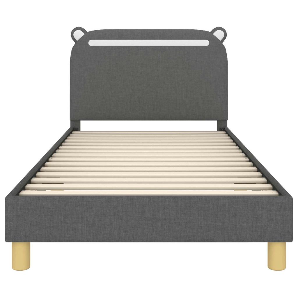 Kids Bed Frame with Headboard Dark Grey 90 x 190 cm Fabric
