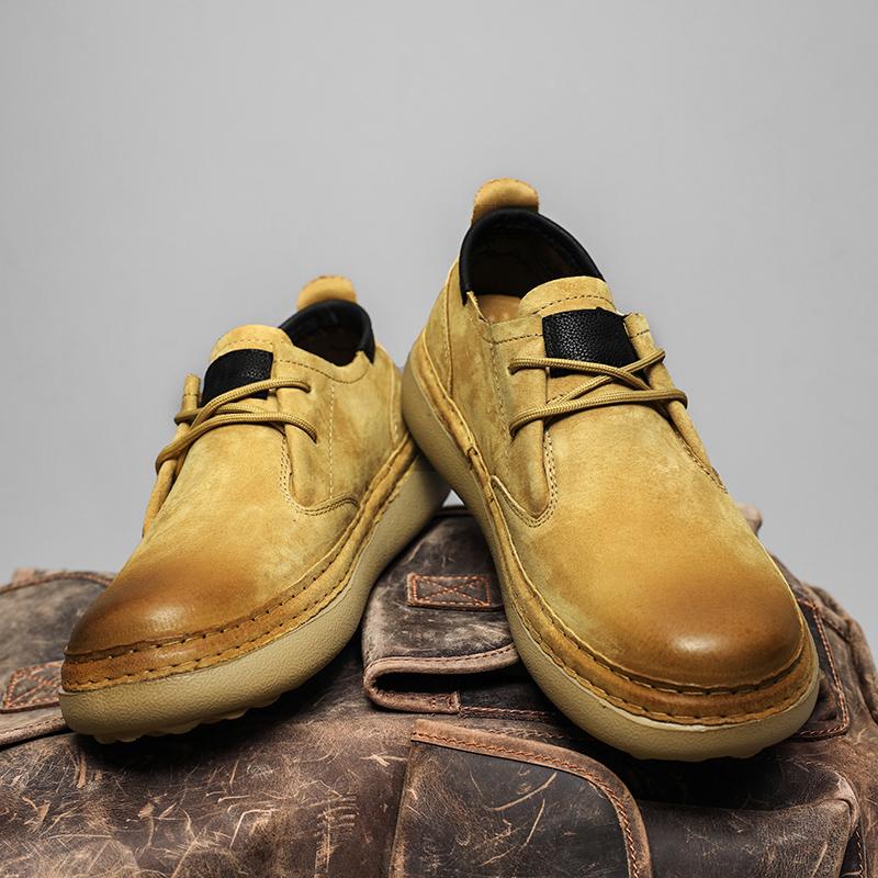 Retro Low-Top Schuhe Herrenschuhe Stil Leder Herbst Neu Lässige Lederschuhe Herren Weiches Leder Weiche Sohlen Herren Schuhe mit großem Zeh
