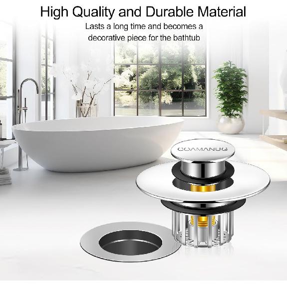 Bathtub Stopper | Shower Drain Hair Catcher, Pop-up Tub Stopper with Strainer | Bathroom Drain Plug | Drain Protector for 1-1/2 to 1-3/4"" Bath Drain