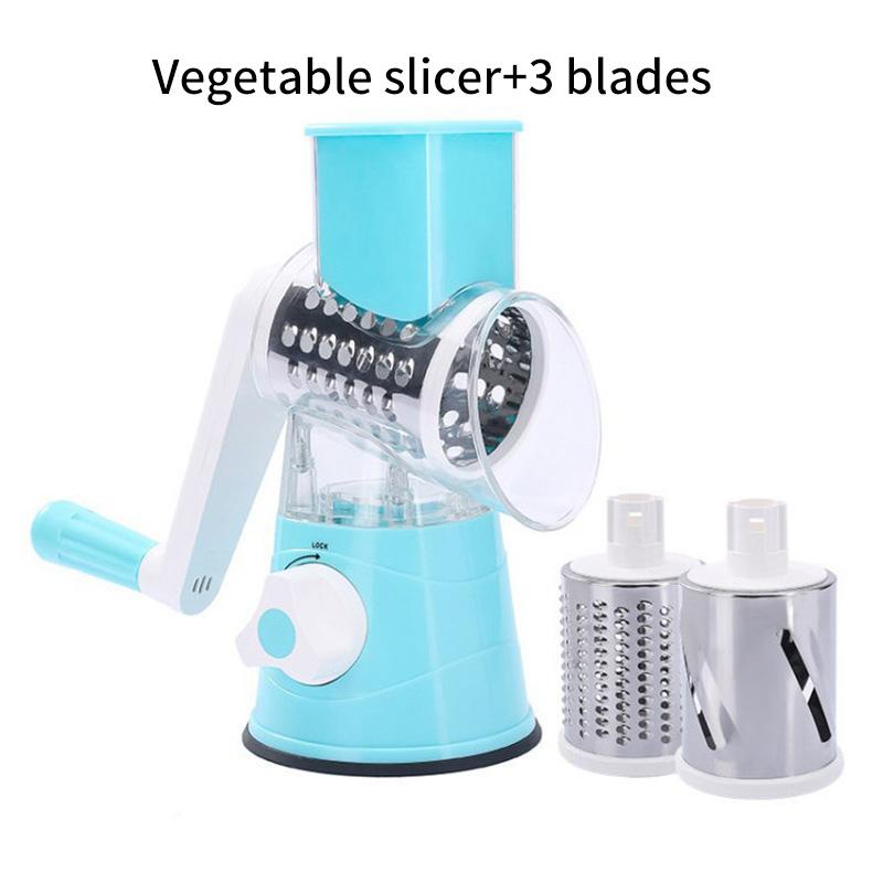 

Multifunctional Drum Vegetable Slicer Cutter Kitchen Roller Gadgets Tool Hand Cranked Household Slicer Cheese Chopper Machine синий