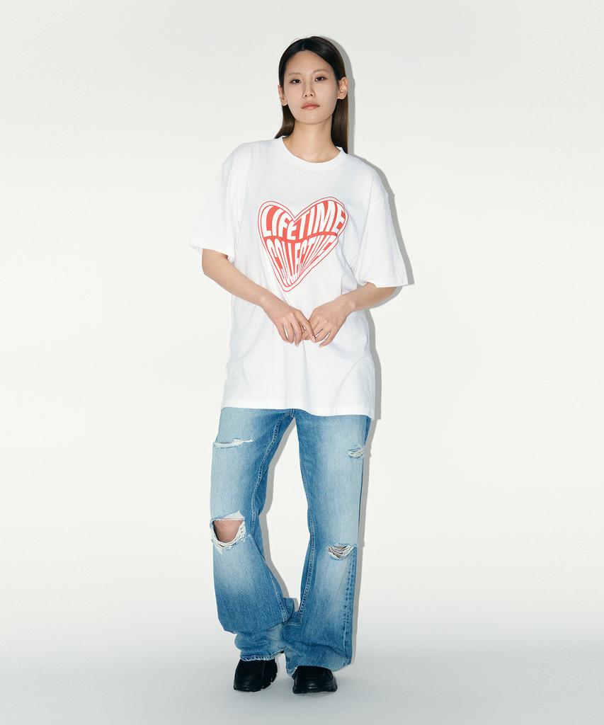 Laipeutaimkollegtibeu Big Heart Logo Short Sleeve T-Shirt White