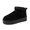 Zhou Dongyu Song Yanfei Thick-soled Snow Boots Women's New Leather Heightening Short Tube Piled Thickened Cotton Shoes