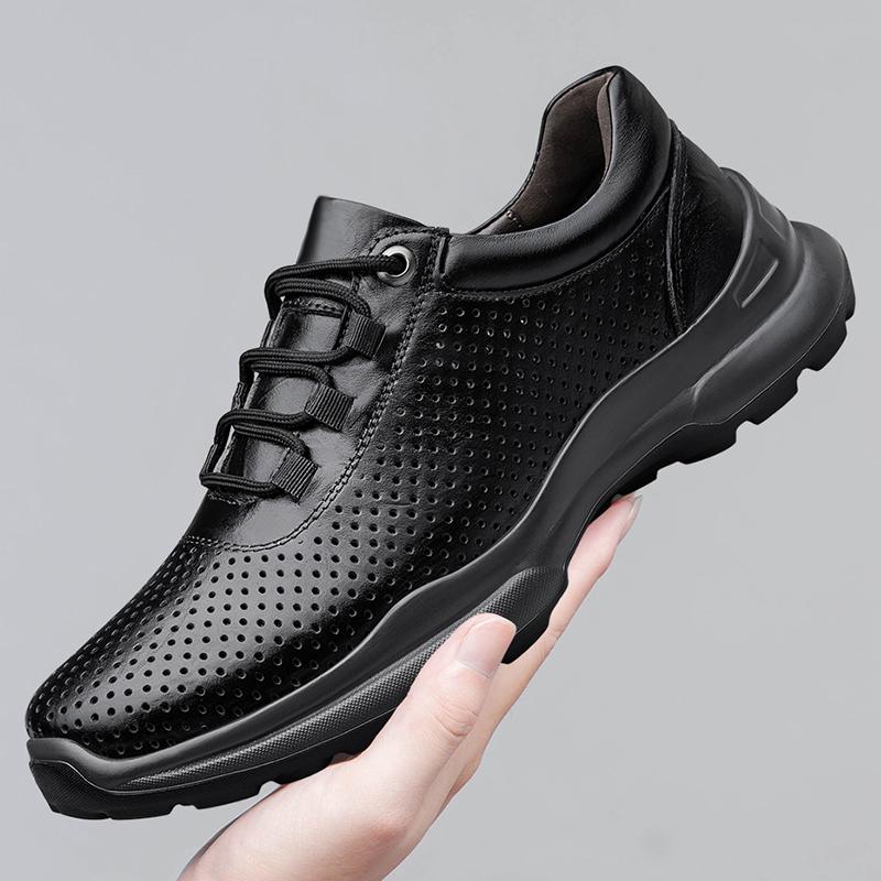 Leisure Walk Mens Casual Shoes Genuine Leather Male Sneakers Fashion Lace-up Treking Footwear Outdoor Travel Trainers Walk Shoes