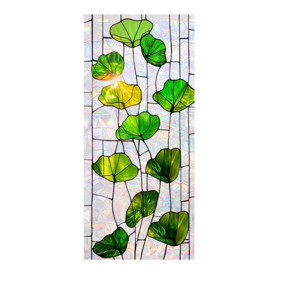 Pellicola Decorativa Arcobaleno per Vetri Privacy Vetro Colorato Fiori Piante Adesivo Riutilizzabile Non Adesivo per Finestre Camera da Letto Blocca Sole
