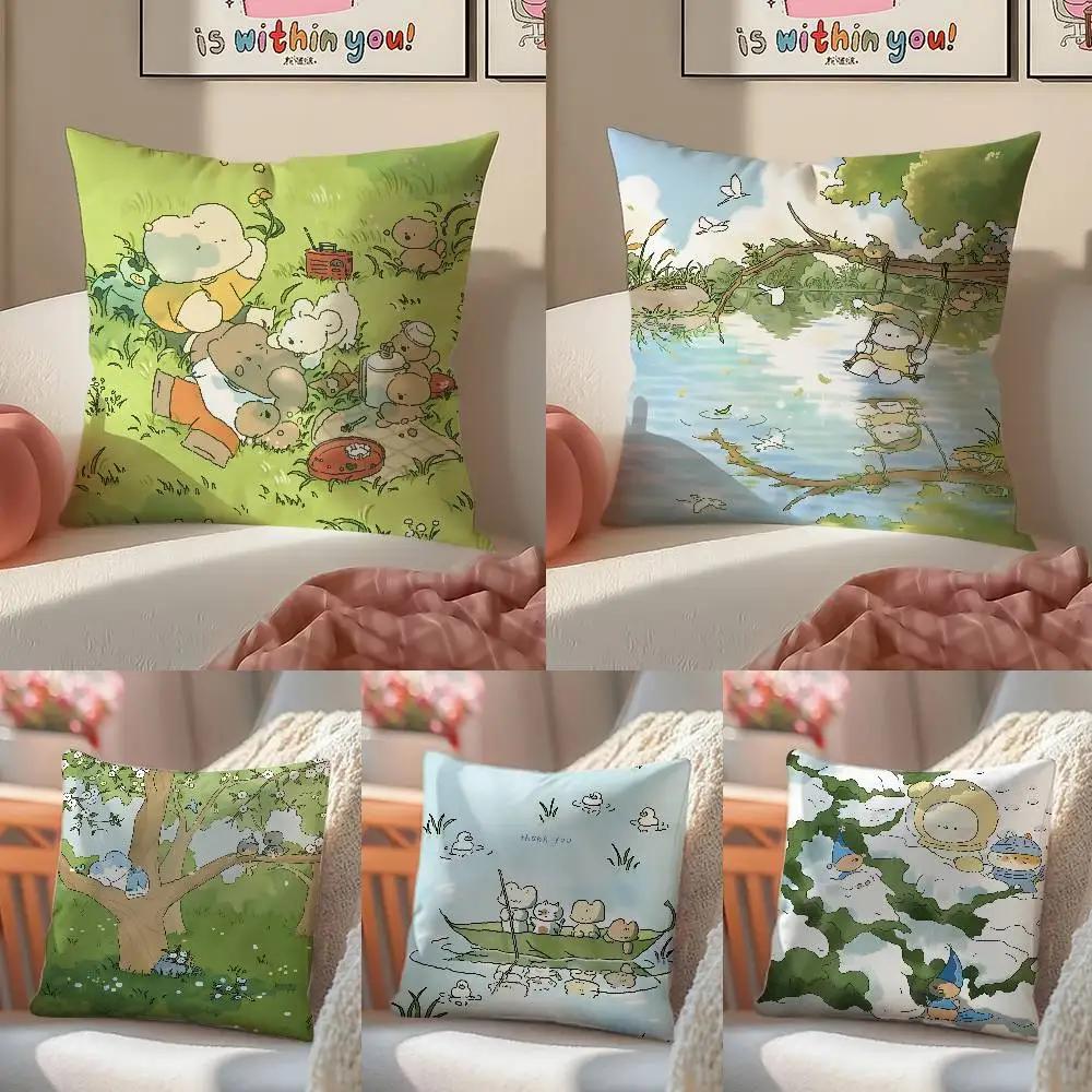Author Somdoo Cute Animals Quiat Peaceful Pillow Case Comfort Sofa Bed Silky elegant Invisible zipper Decorative cushion cover