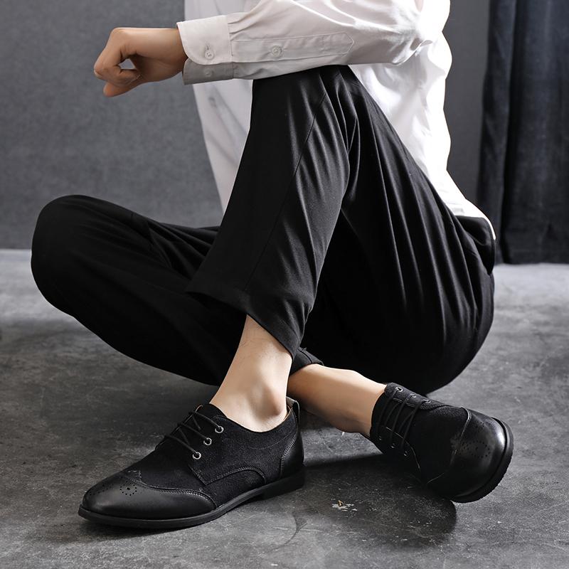 Fashion Flat Bottomed Business Men's Leather Shoes Leisure British Classic Style Office Dress and Party Luxury Adult Shoes Brogue
