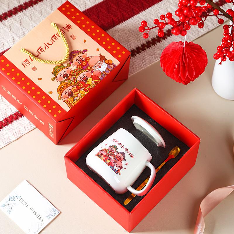 

Wulu God of Wealth bowl and chopsticks set, ceramic gifts, 4 bowls and 4 chopsticks sets, wholesale gifts into the store, and free tableware sets