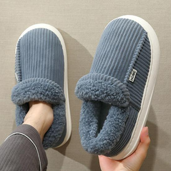 Men's and Women's Extra Large Plush Cotton Slippers - Warm, Non-Slip, Indoor Use for Autumn and Winter