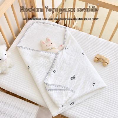Novorodenecká Swaddle Wrap z čistej bavlnenej gázy s vyšívaným okrajom v tvare mušle