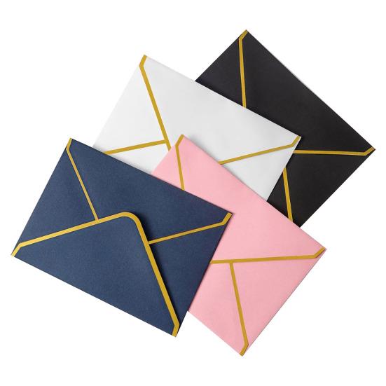 10Pcs Hot Stamping Envelope Golden Border Blanks V-Flap Design Envelope Greeting Cards Invitations Notes Envelopes