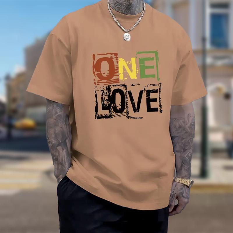 New Summer Men's Fashion T-shirt Personality Letter LOVE Printed Men's T-shirt Top