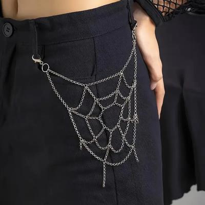 Avrupa ve Amerikan Tatlı Havalı Stil Zincir Örümcek Ağı Pantolon Zinciri Koyu Zincir Bel Zinciri Vücut Zinciri Giyim Çok Yönlü