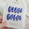 24-Piece High-End Blue and White Lightning Almond Nail Tips Set