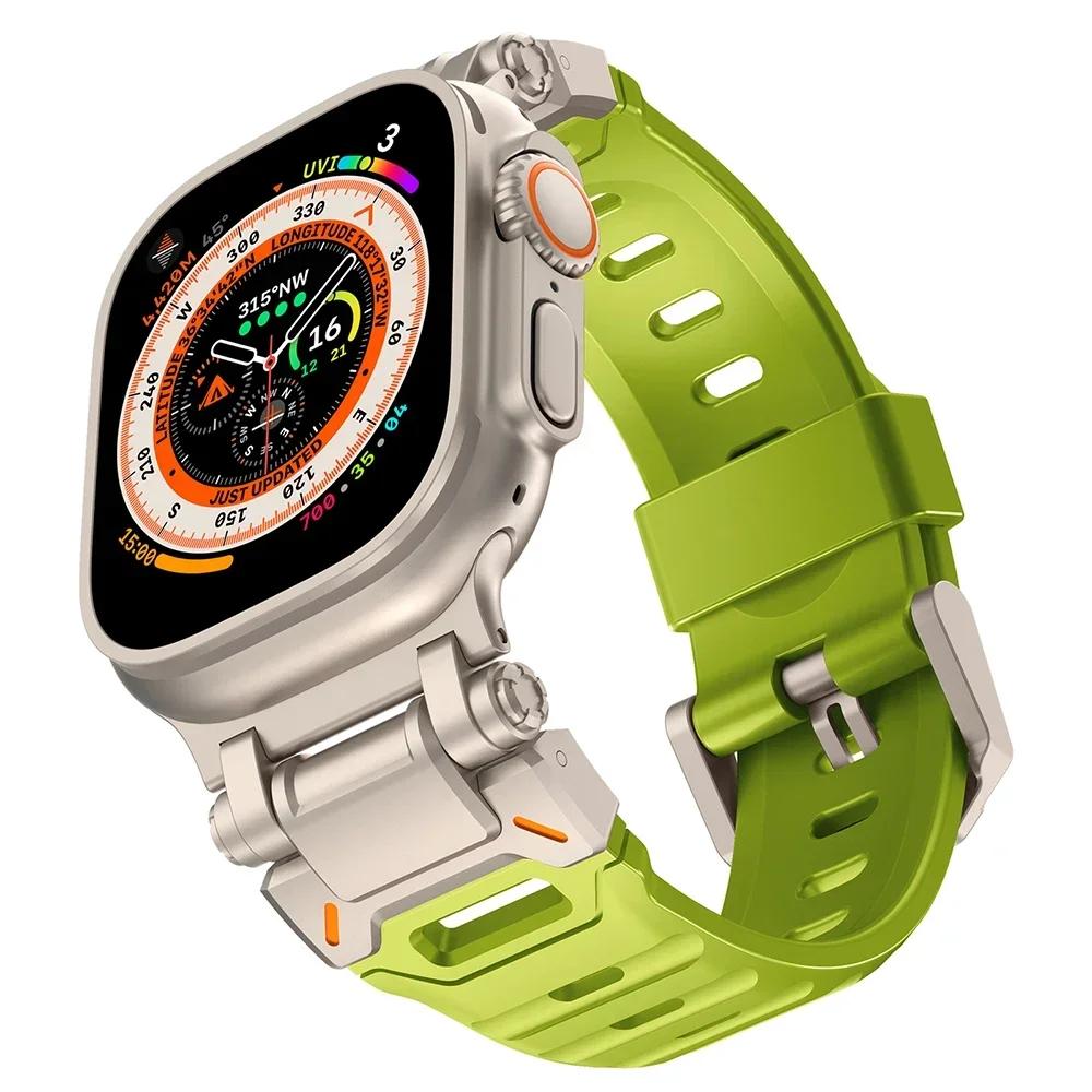 

Ремінець для годинника Фторкаучуковий ремінець для Apple Watch Ultra 2 49 мм Series 9 8 7 se 5 6 4 Luxury Men Rubber Strap for iWatch ultra 49 45 мм 44 мм 42 мм 42mm 44mm 45mm 49mm