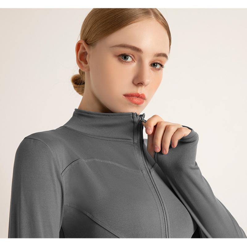 Slim Tracksuit Workout Top Fashion Female Training Jackets Zipper Long Sleeve Yoga Running Sports Coat