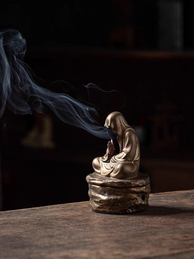 Formless Buddha Meditation Ceramic Monk Incense Holder Burner Home Living Room Garden Tearoom Yoga Room Zen Decoration