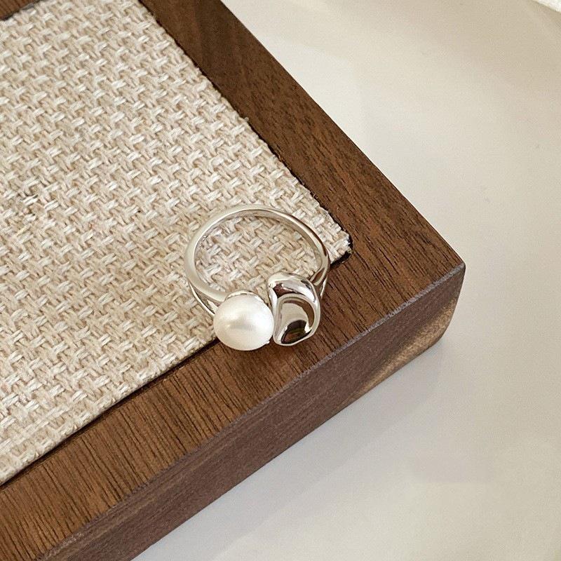 Elegant Geometric Pearl Adjustable Ring - Trendy, Versatile  Stylish for Women Adjustable Open