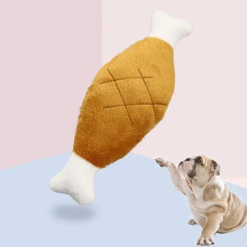 Squeaky Dog Chew Toys for Puppies Teething Plush Bone with Soft Bristles Interactive Dental Cleaning Chewable Toothbrush Pet