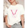 Oversized T Shirt Black Pink V Letter And Hand Graphic Print Casual Streetwear Fashion Top For Women